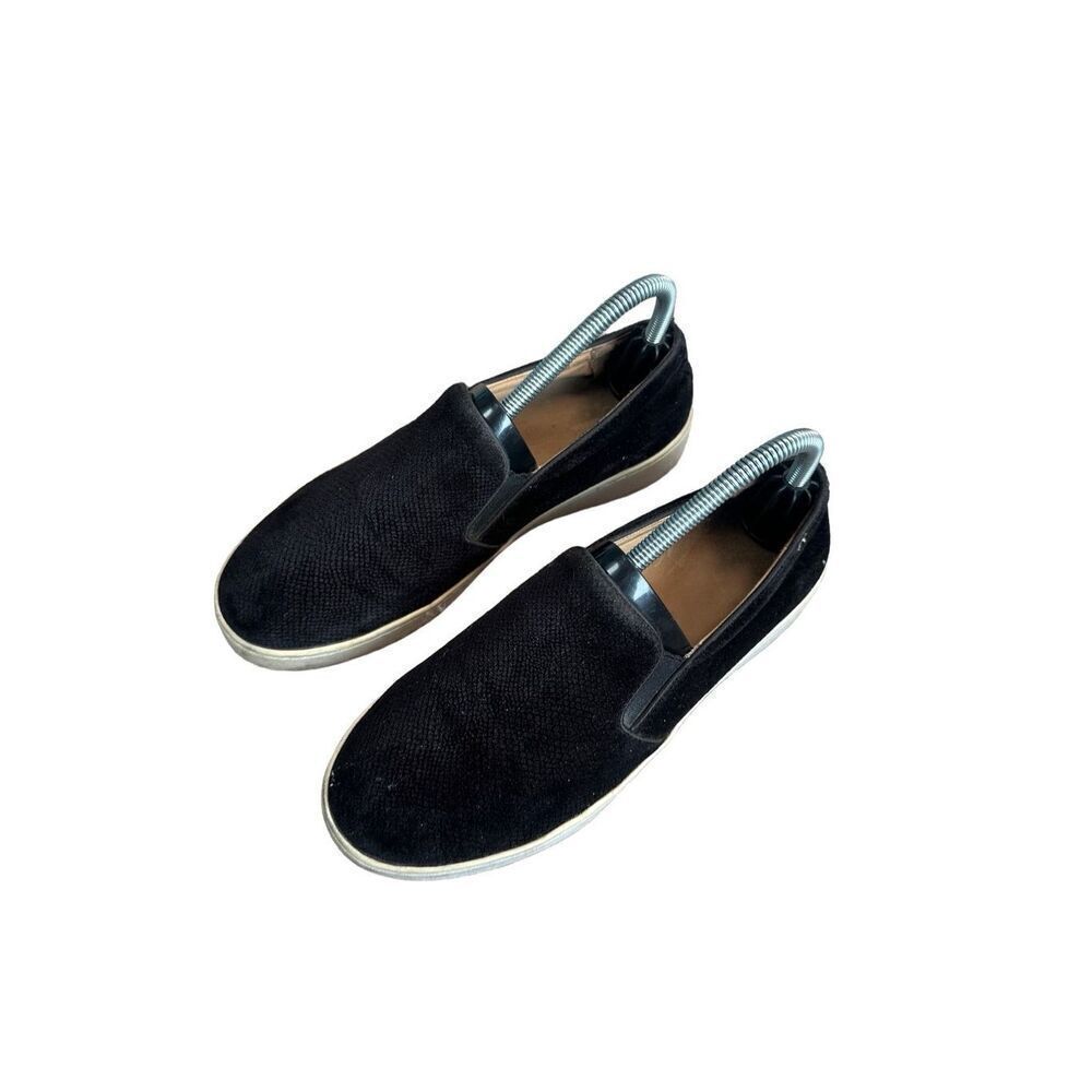 Vionic Black Faux Suede Midi Slip On Sneakers Flats Shoes Women’s 8 Arch Support